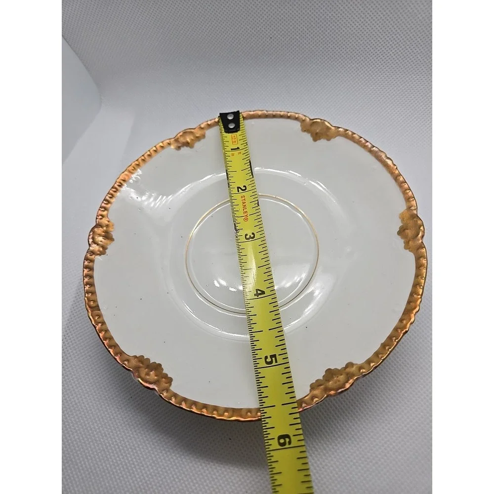 Limoges France T&V White with Gold Trim 5 Saucer Tea Cup‎ Plates Desert